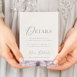 Lavender Grey Floral Wedding Details Card 招待状