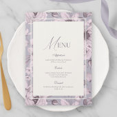 Lavender Grey Floral Wedding Menu 招待状
