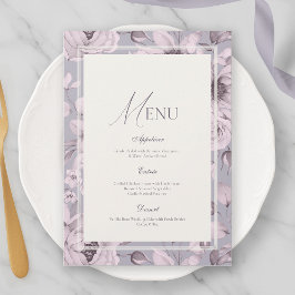 Lavender Grey Floral Wedding Menu 招待状