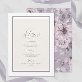 Lavender Grey Floral Wedding Menu Card 招待状