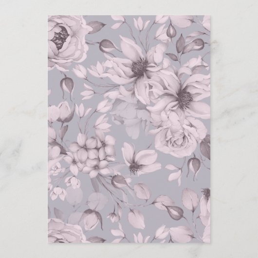 Lavender Grey Floral Wedding Menu Card 招待状 (裏面)