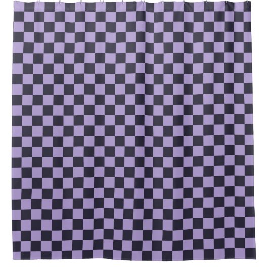 Lavender haze checkerboard pattern シャワーカーテン (正面)