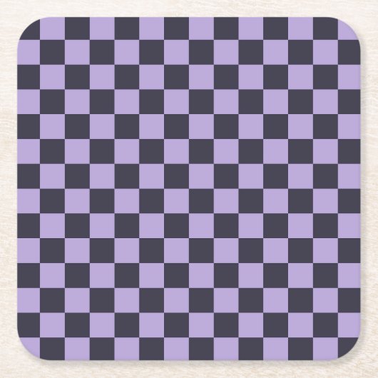 Lavender haze checkerboard pattern スクエアペーパーコースター (正面)
