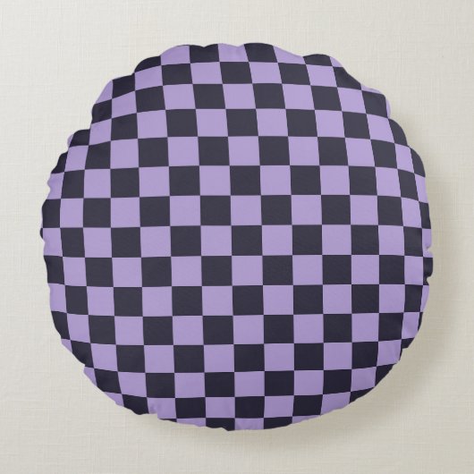 Lavender haze checkerboard pattern ラウンドクッション (正面)