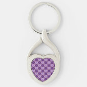Lavender Heart Purple Diamond Argyle Pattern キーホルダー (正面)