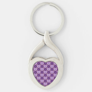 Lavender Heart Purple Diamond Argyle Pattern キーホルダー