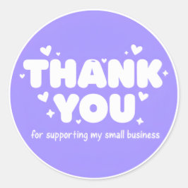 Lavender Hearts Thank You Business Sticker  ラウンドシール