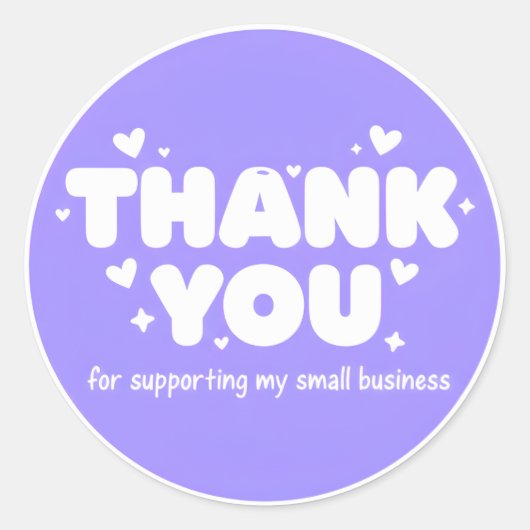 Lavender Hearts Thank You Business Sticker ラウンドシール (正面)