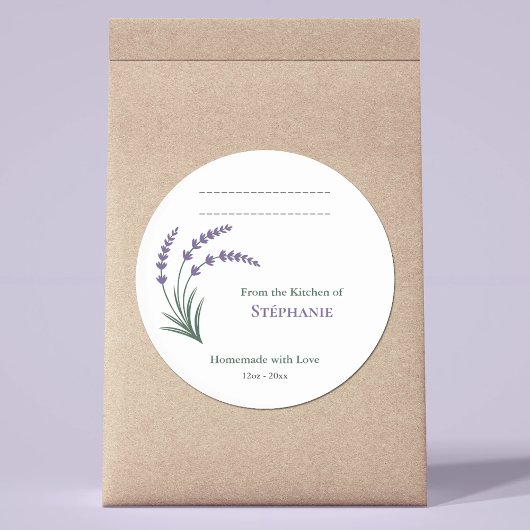 Lavender Homemade with Love Label Sticker ラウンドシール