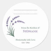Lavender Homemade with Love Label Sticker ラウンドシール (正面)