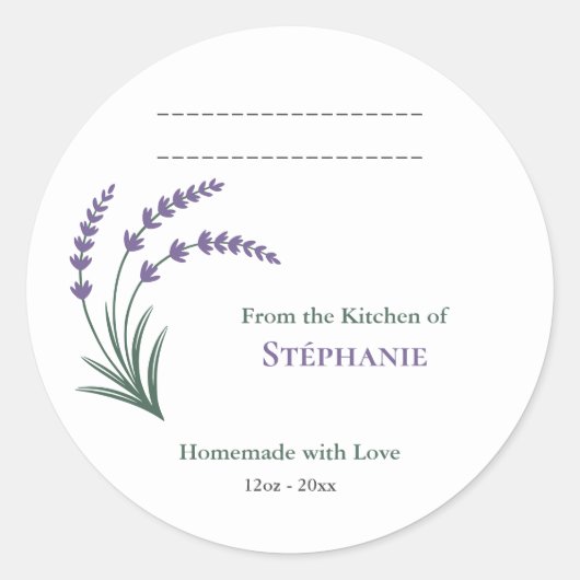 Lavender Homemade with Love Label Sticker ラウンドシール (正面)