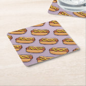 Lavender Hot Dogs Coaster Set スクエアペーパーコースター (アングル)