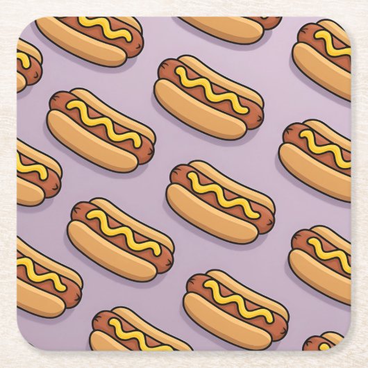 Lavender Hot Dogs Coaster Set スクエアペーパーコースター (正面)