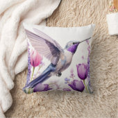 Lavender Hummingbird Illustration クッション (ブランケット)