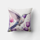 Lavender Hummingbird Illustration クッション (裏面)