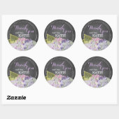 Lavender Hydrangea on Chalkboardありがとうステッカー ラウンドシール (シート)