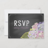 Lavender Hydrangeas Chalkboard RSVPカード (裏面)
