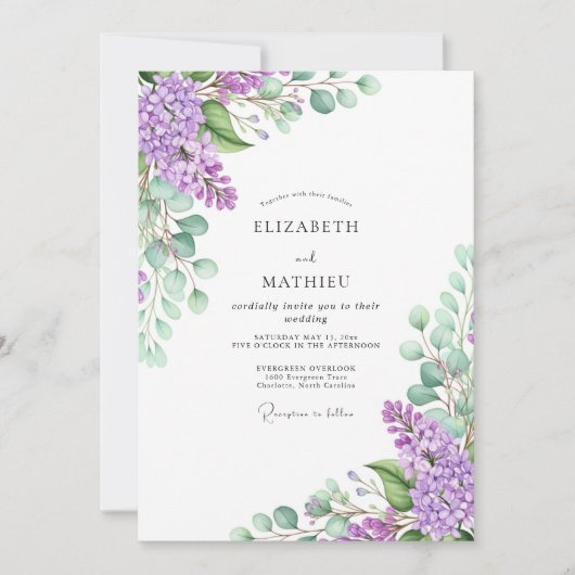 Lavender Idyllic Spring Wedding 招待状 (正面)