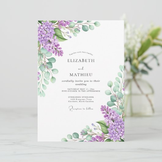 Lavender Idyllic Spring Wedding 招待状 (スタンド正面)