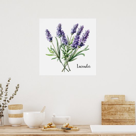 Lavender Illustration Print Botanical ポスター (キッチン)