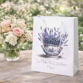 Lavender in Delft Blue, customizable ミディアムペーパーバッグ