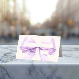 Lavender Ivory bow Place Cards Elegant Folded プレイスカード