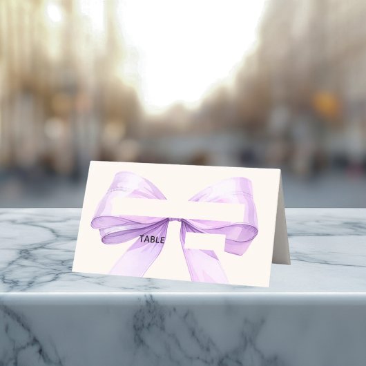 Lavender Ivory bow Place Cards Elegant Folded プレイスカード