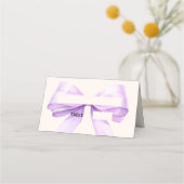 Lavender Ivory bow Place Cards Elegant Folded プレイスカード (正面)
