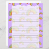 Lavender Kawaii Rainbow Stationery Paper (正面/裏面)