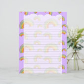 Lavender Kawaii Rainbow Stationery Paper (スタンド正面)