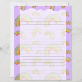 Lavender Kawaii Rainbow Stationery Paper (正面)