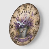 Lavender Kitchen French Country Gift ラージ壁時計 (傾斜)
