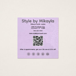 Lavender Lace Beautician Customer Rewards Card