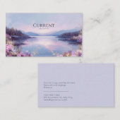 Lavender Lake Landscape Gold Floral Elegant 名刺 (正面/裏面)