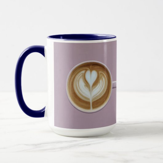 Lavender Latte Coffee Art Heart Combo Mug マグカップ (左)