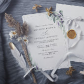 Lavender Leaves Rustic Elegant QR Code Wedding 招待状