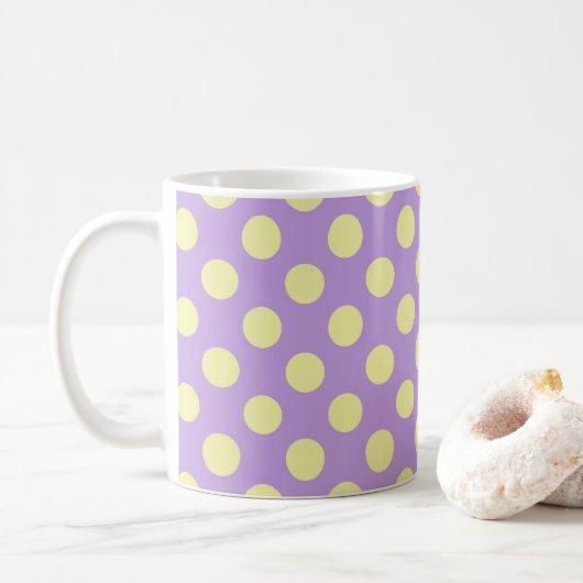 Lavender Lemon Polkadots コーヒーマグカップ (ドーナツ)