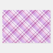 Lavender, Light Pink & White Plaid ラッピングペーパーシート (正面)