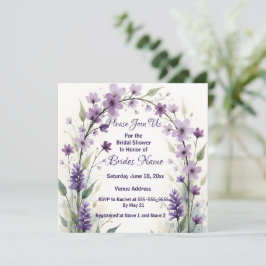 Lavender Lilac Floral Arch Bridal Shower 招待状