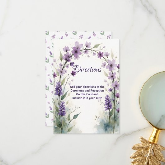 Lavender Lilac Floral Arch Directions Encl Card サンキューカード (正面/裏面インサイチュ)