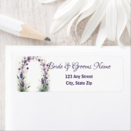 Lavender Lilac Floral Arch Return Address ラベル
