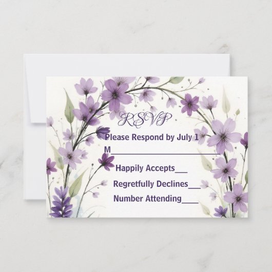 Lavender Lilac Floral Arch RSVP Card (正面)