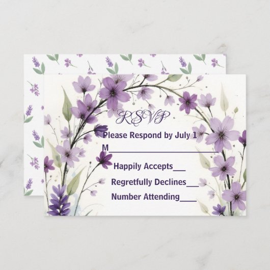 Lavender Lilac Floral Arch RSVP Card (正面/裏面)
