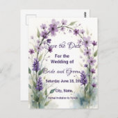 Lavender Lilac Floral Arch Save the Date ポストカード (正面/裏面)