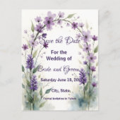 Lavender Lilac Floral Arch Save the Date ポストカード (正面)