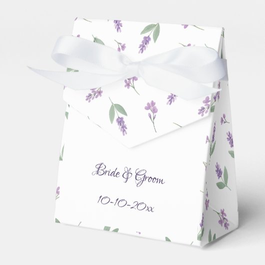 Lavender Lilac Floral Arch Wedding Favor Boxes フェイバーボックス (正面サイド)