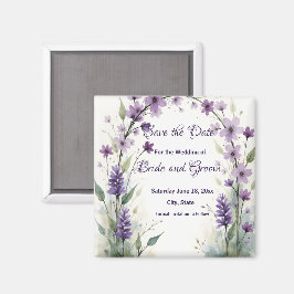 Lavender Lilac Floral Save the Date マグネット