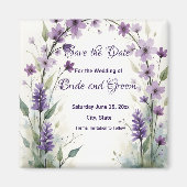 Lavender Lilac Floral Save the Date マグネット (正面)