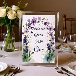 Lavender Lilac Floral Table Number Sign テーブルナンバー