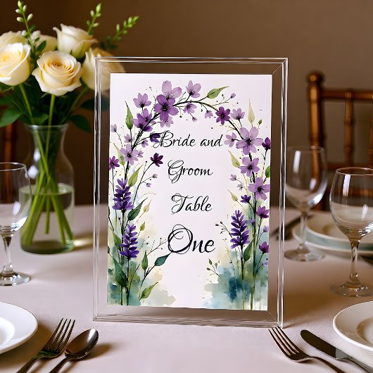 Lavender Lilac Floral Table Number Sign テーブルナンバー